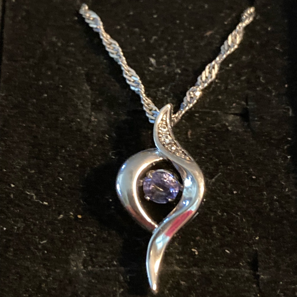 Sterling, Dancing Amethyst And Diamond Necklace